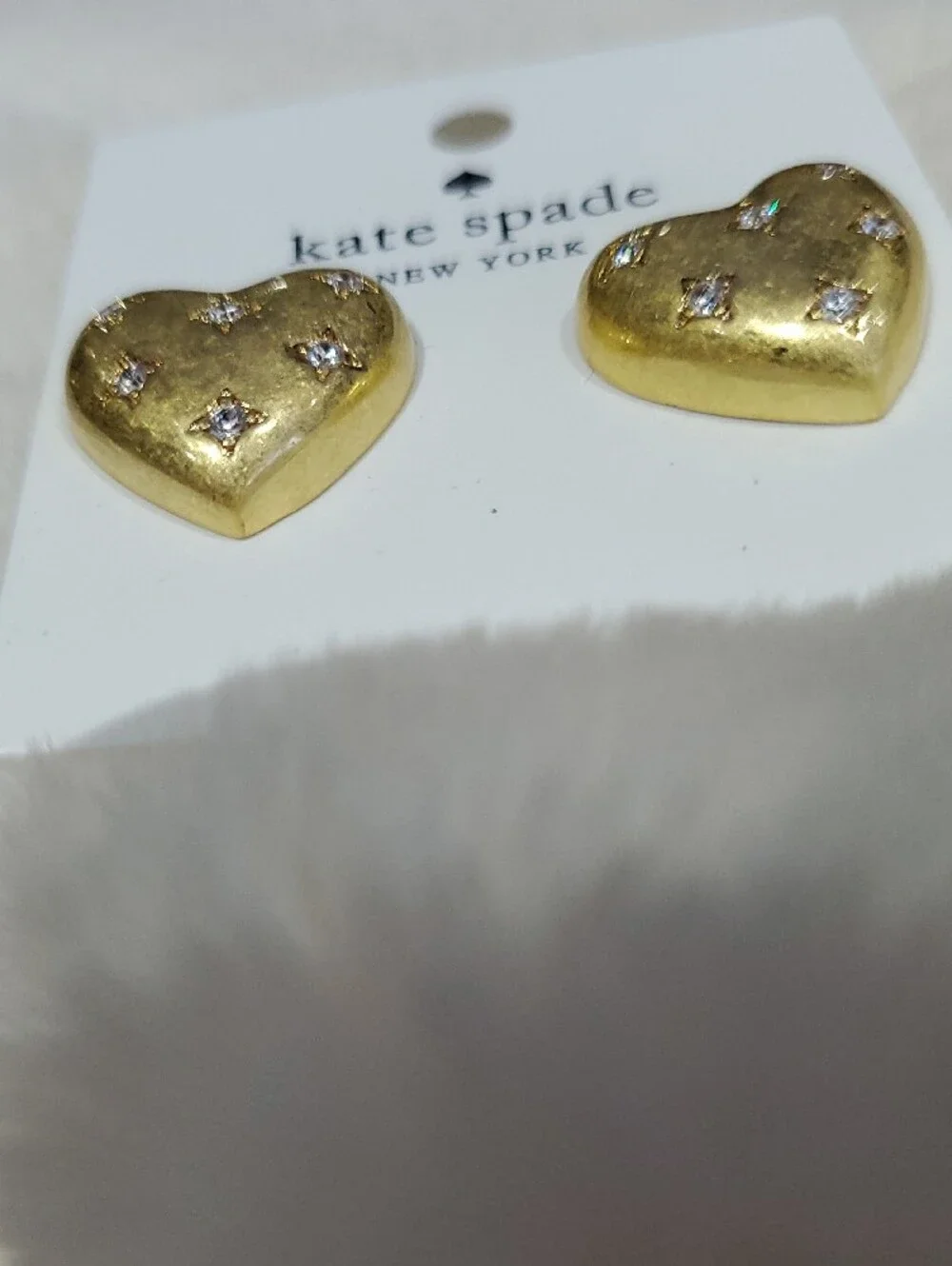 kate spade gold Tone heart stud earrings with crystals Iconic Earring Backs